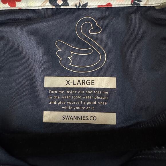 SWANNIES Pullover XL Leo Floral Contrast Quarter Zip Golf Navy Stand Collar - Picture 12 of 15